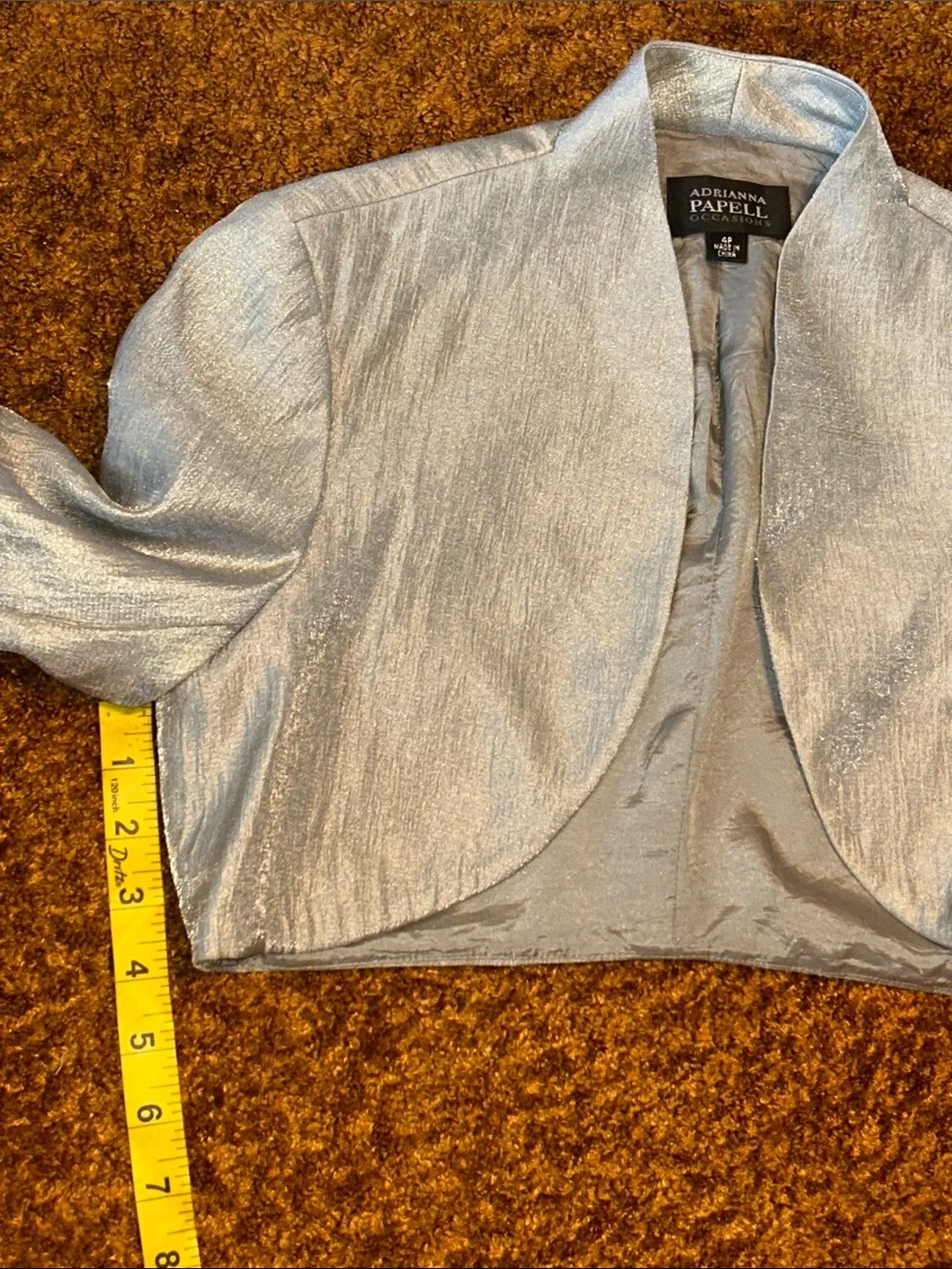 Adrianna Papell Silver Cropped Bolero Jacket - Picture 4 of 9